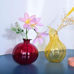 Vases Modern Fruit Shape Glass Vase Creative Pear Pomegranate Flower Arrangement Hydroponics Plants Container Home Decorations