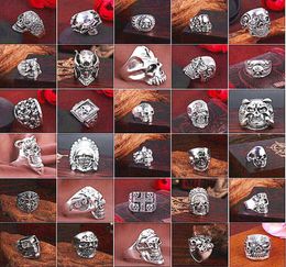 Top Gothic Punk Assorted Skull Sports Bikers Women039s Men039s Vintage Antique Silver Skeleton Jewellery Ring 50pcs Lots Whole9377919