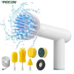 Cleaning Brushes Electric Cleanin Brush 7in1 Multi-functional Electric Rotary Cleanin Brush for Household Kitchen Bathroom Sink Toilet Scrubber L49
