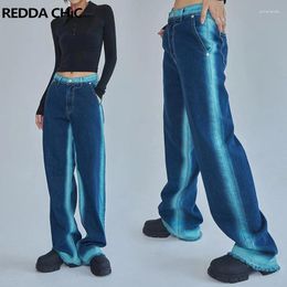 Women's Jeans REDDACHiC Neon Tie Dye Baggy Women Trousers Y2k Vintage High Rise Straight Wide Leg Denim Pants Hiphop Harajuku Streetwear