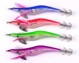 60PCS Squid Jig Fishing Lures LED Electronic Luminous Night Fishing Wood Shrimp Lures 10cm 13g2947844