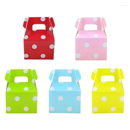 Gift Wrap 50/100PCS Handle Treat Dot Box Biscuit Baking Apple Paper Candy For Guests Birthday Party Goodies Bag Packaging Favours