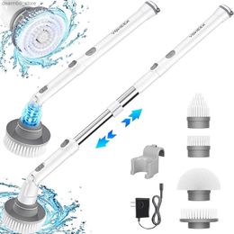 Cleaning Brushes Electric Rotary Scrubber Rechareable Cleanin Brush with Adjustable Extension Arm 4 Replaceable Cleanin Heads L49