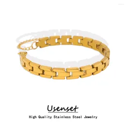 Link Bracelets USENSET Stainless Steel PVD Gold Plated Cuban Unisex Bracelet High Quality Rust Proof Wrist Jewelry