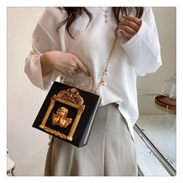 Storage Bags 2024 Black Luxury Angel Hand Bag For Women Lolita Handbags Vintage Metal Diamond Pearl Chain Ladies Lovely One Crossbody