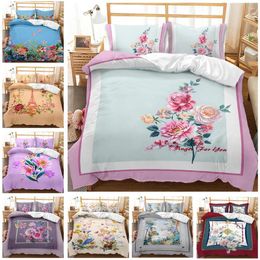 Bedding Sets Fashion Flower Bed Quilt Duvet Cover Pillow Case Home Articles Bedroom Decor Bedclothes Comforter