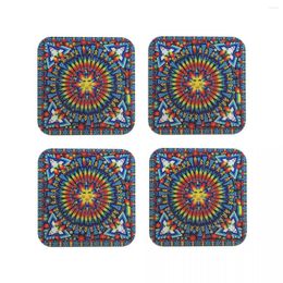 Table Mats Mexican Huichol Folk Coasters Coffee Set Of 4 Placemats Mug Tableware Decoration & Accessories Pads For Home Kitchen Dining