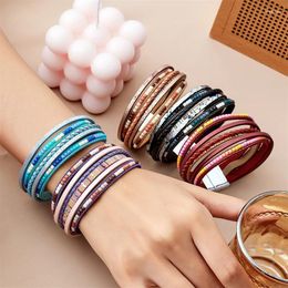 Charm Bracelets Vintage Multilayer Leather Bracelet For Men Women Colourful Rope Handmade Braided Bangles Party Friendship Jewellery Gift