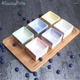 Dinnerware Sets Ceramic Small Square Bowl Mini Multi-Color Dessert Sauce Vinegar Dishs Porcelain Dinner Tableware Tray Kitchen Stuff