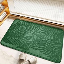 Carpets Memory Foam Bath Mats For Bathroom Lush Leaves Rugs Non Slip Soft Thick Velvet Shower Rug Water Absorbent Machine