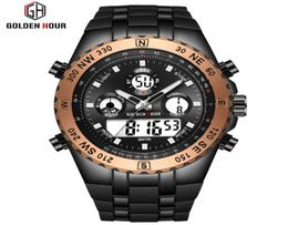 Reloj Hombre GOLDENHOUR Men Watch Quarzt Digital Sport Watch Men erkek kol saati Fashion Outdoor Wrist watch Luminous Male Clock1835904