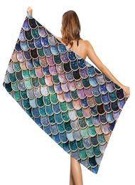 Mermaid Beach Towel Creative Printing Sunscreen Shawl Quickdrying Towels Women Swimming Wrap Printed Adult Bath 7035CM ZYY9702792439