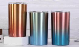 20oz Gradient Skinny Tumbler Cheap Stainless Steel Large Capacity Drinks Cup 05L Double Wall Heat Insulated Coffee Mug for Car Ba8125809