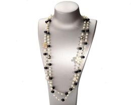 Luxury Brand Design Number 5 Long Pearl Necklace Camellia Double Layer Sweater Chain Woman Party Jewelry5868094