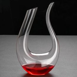 1500ml UShaped Decanter Crystal Red Wine Brandy Champagne Glasses Bottle Jug Pourer Aerator for Family Bar 240415