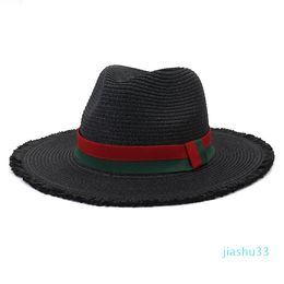 Fashion Fedora Straw Hat Outdoor Travel Vacation Sun Shade Jazz Straw Beach Cap Men Women Sun Protection Big Brim Hat