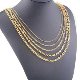 Strands Width 1.6mm 2.4mm 3mm 4mm 5mm Stainless Steel Rolo Chain in Gold Colour High Quality Charm Pendant Link Necklace Wholesale 230613