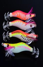 Squids Jigs Crankbait Cuttlefish Lure Artificial Shrimp Bait 8cm 7 5g 4colors 2 5 Fishing Hooks Luminous Plastic Baits Prawn Lure8215216