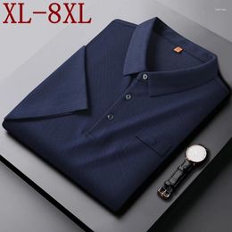 Men's Polos 8XL 7XL 6XL 2024 Summer Business Shirts For Men High End Luxury Mens Polo Shirt Casual Loose T-shirt Brand Clothing
