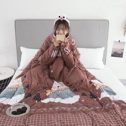 Blankets Winter Lazy Quilt With Sleeves Family Blanket Cape Cloak Nap Dormitory Mantle Covered Prevent Kicking WF1016