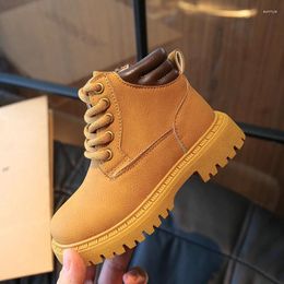 Boots Kids Fashion Yellow Girls Boys Fall Winter Sport Short Shoes Outdoor Leather Boot Brand Children Travel Sneakers