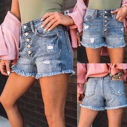 Women's Jeans Women Summer Short Pant High Waists Loose Jean Sexy Slim Hole Pocket All- Casual