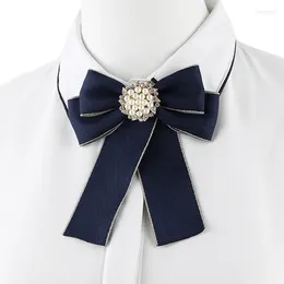 Bow Ties British Handmade Tie Brooch Korean Fashion Women's Bank El College Style Shirt Accessories Crystal Pearl Collar Flower