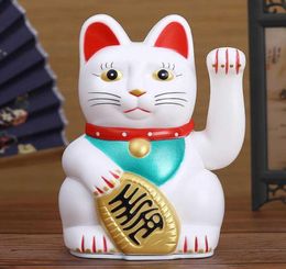 Chinese Feng Shui Beckoning Cat Wealth White Waving Fortune Lucky 6quotH Gold Silver Gift for Good Luck Kitty Decor 2108042679673