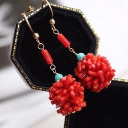 Decorative Figurines Taiwan Natural Red Coral Eardrop As A Christmas Gift