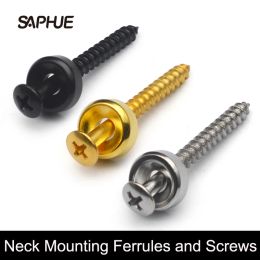 Cables 40Pcs Guitar Neck Joint Plate Screw Bushings Ferrules For Neck Mounting With Screws BlackChromeGold