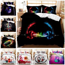 Bedding Sets 3D Printing Set Musical Note Treble Clef Color 3-Piece Sanded Quilt Microfiber Bed Clothes