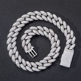 High-quality Jewelry Bling Ice Chains Gold Silver Color Miami Cuban Chain Chokers Necklace for Women Men