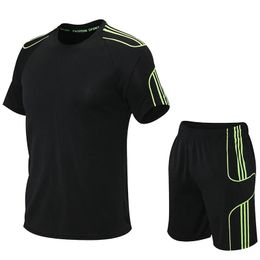 Mens sports set fitness set running equipment morning running set summer quick drying short sleeved T-shirtshorts 240407