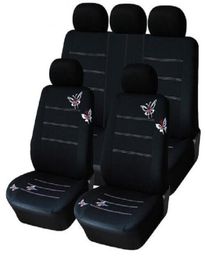 9pcsset Car Seat Cover full sets Universal Fit 5 seat SUV sedans frontback seat elastic washable breathable black Butterfly4957287