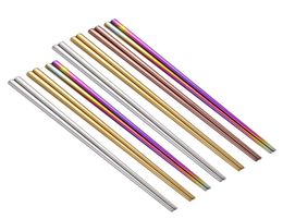 Pure Color 304 Stainless Steel Chopsticks Simple Style Tableware el Kitchen Travel Dinnerware Supplies 4 Colors8566172