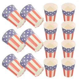 Disposable Cups Straws Pull The Flag Decorative Water Beverage Drinking Paper American Flags On Stick Portable Juice