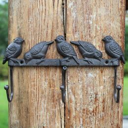 Hooks Cast Iron Five Bird Hook Garden Groceries Retro Art Animal Modelling Clothes And Hats Wall Decoration