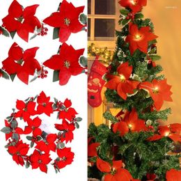 Decorative Flowers 2m Artificial Red Christmas Berries Light String Balconies Gardens Offices Weeding Home Decor Garland