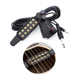 Pegs 12hole Acoustic Guitar Sound Hole Pickup Magnetic Transducer with Tone Volume Controller Audio Cable Guitar Parts & Accessories