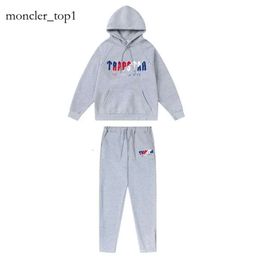 Trapstar Black Hoodie Designer Trapstar Tracksuit Rainbow Trap Towel Embroidery Decoding Trapstar Jacket Hooded Sportswear Men and Women Sportswear Suit 7392