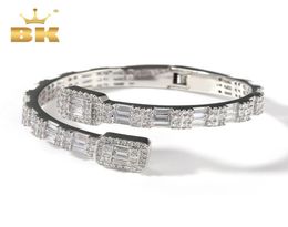 THE BLING KING 7mm Baguette Cuff Bangel Micro Paved Bling Square Cubic Zirconia Bracelet Luxury Wrist Rapper Jewelry Punk Bangle 28522686