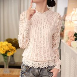 Women's Blouses Autumn Chiffon Lace Blouse Women Shirts Summer White Tops Blusas Long Sleeve Clothing Feminine 51C