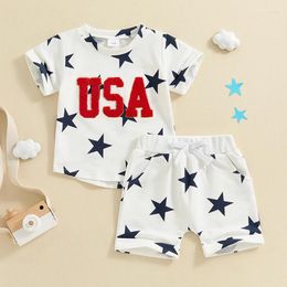 Clothing Sets Baby Boy 4th Of July Outfits Short Sleeve T-Shirt Tops American Flag Shorts Set 2Pcs Fourth Summer Outfit