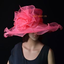 Watermelon pink Big Organza Hat for wedding and kentucky derbyAscot RacesMelbourne Cup7602139
