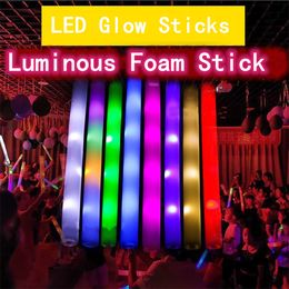 LED Glow Sticks Colourful RGB Fluorescent Luminous Foam Stick Cheer Tube Glowing Light For Wedding Birthday Party Supplies Props LT918