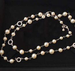Fashion 5C pearl sweater chain Beaded necklace for women Party Wedding jewelry for Bride7776233