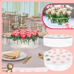 Vases Round Acrylic Flower Vase Clear Floral For Centrepiece 16 Holes Dining Table Wedding V3w8