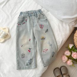 Trousers Girls Pants Spring And Autumn 2024 Loose Jeans Baby Fashion Kids Clothes Girl Outfit