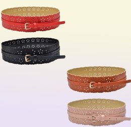 New Design Womens Belt Fashion PU Leather Lady Hollow Flower Wide Waistband woman belts for dress cinturon mujer8690367