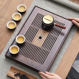 Tea Trays Chinese Tray With Water Storage Box Durable Simple Drainage Type Plate Serving For Teahouse Home Household Office